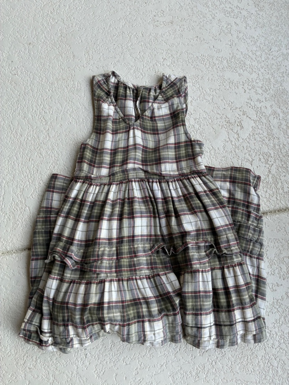 Basin + Range Organic Cotton Plaid Tiered Midi "Ranch" Farmhouse Dress - Picture 2 of 10